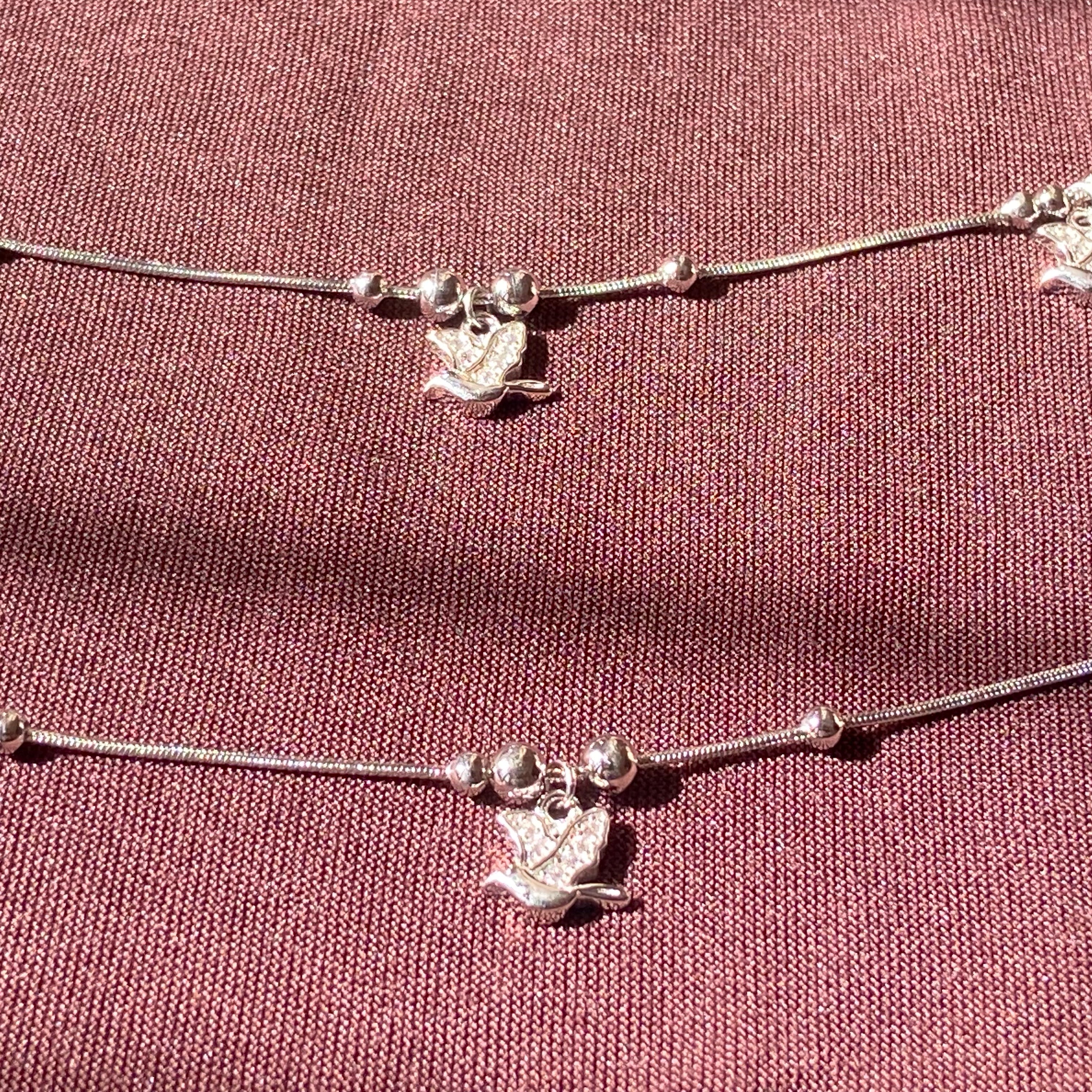 "WOKE" 925 silver flying bird anklets