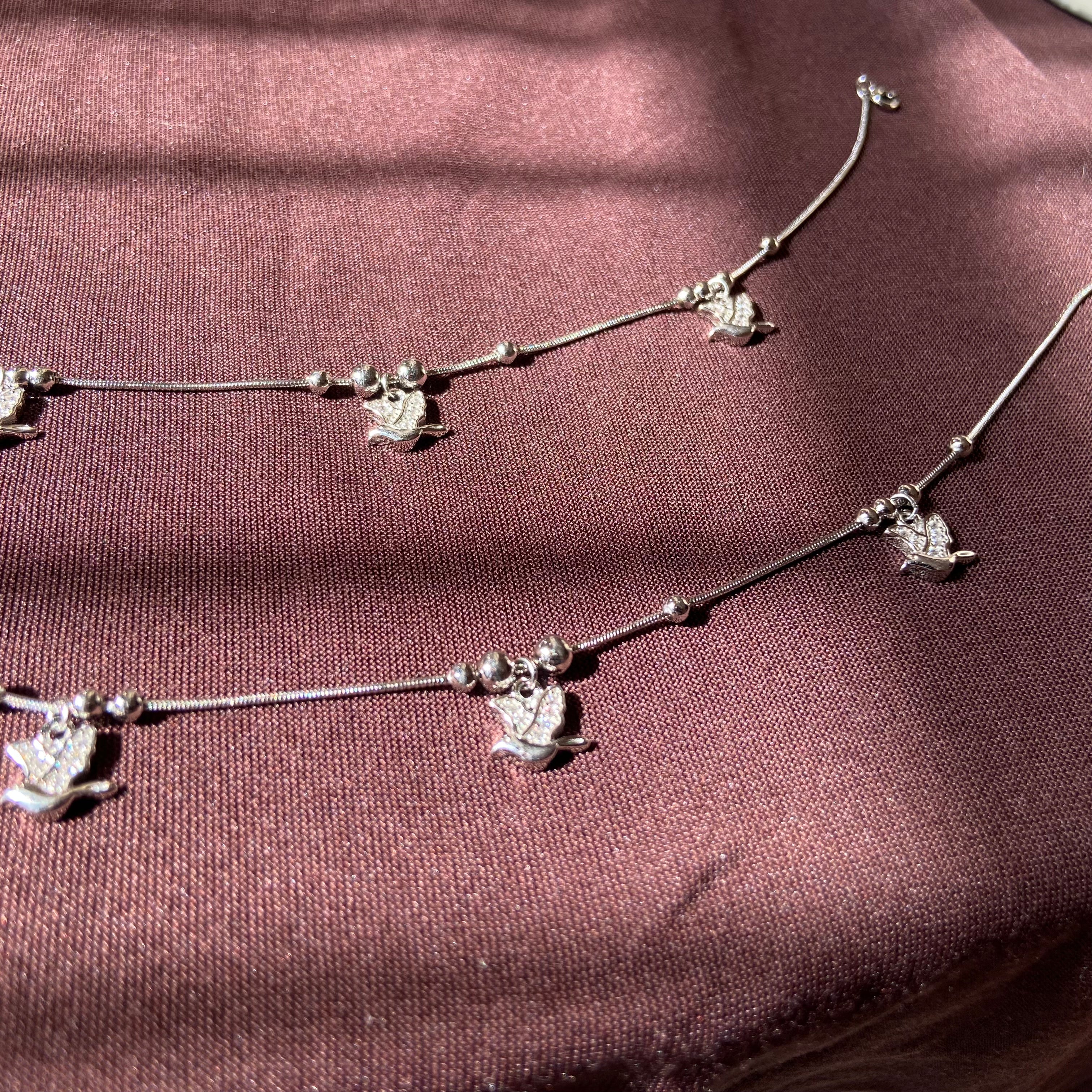 "WOKE" 925 silver flying bird anklets