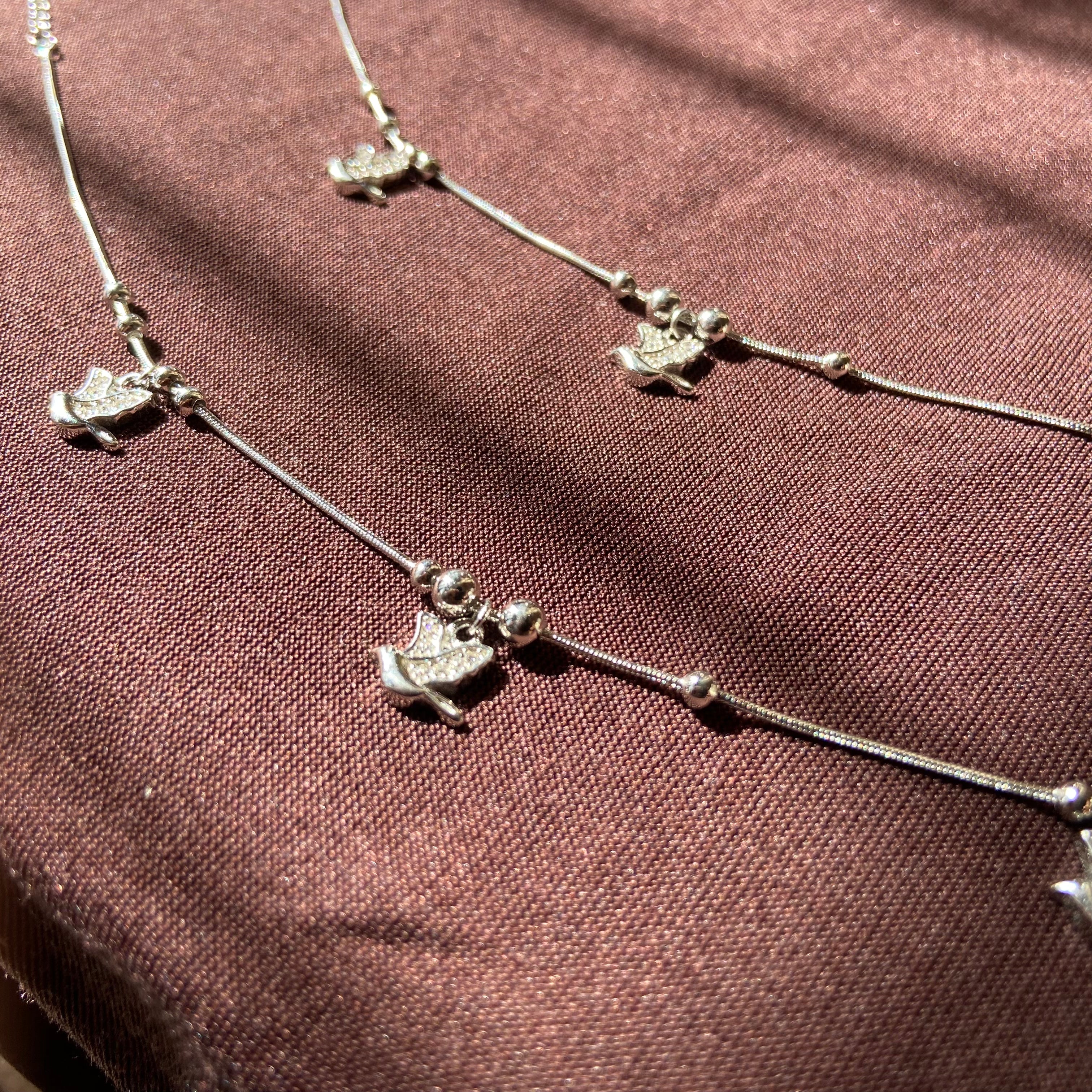 "WOKE" 925 silver flying bird anklets