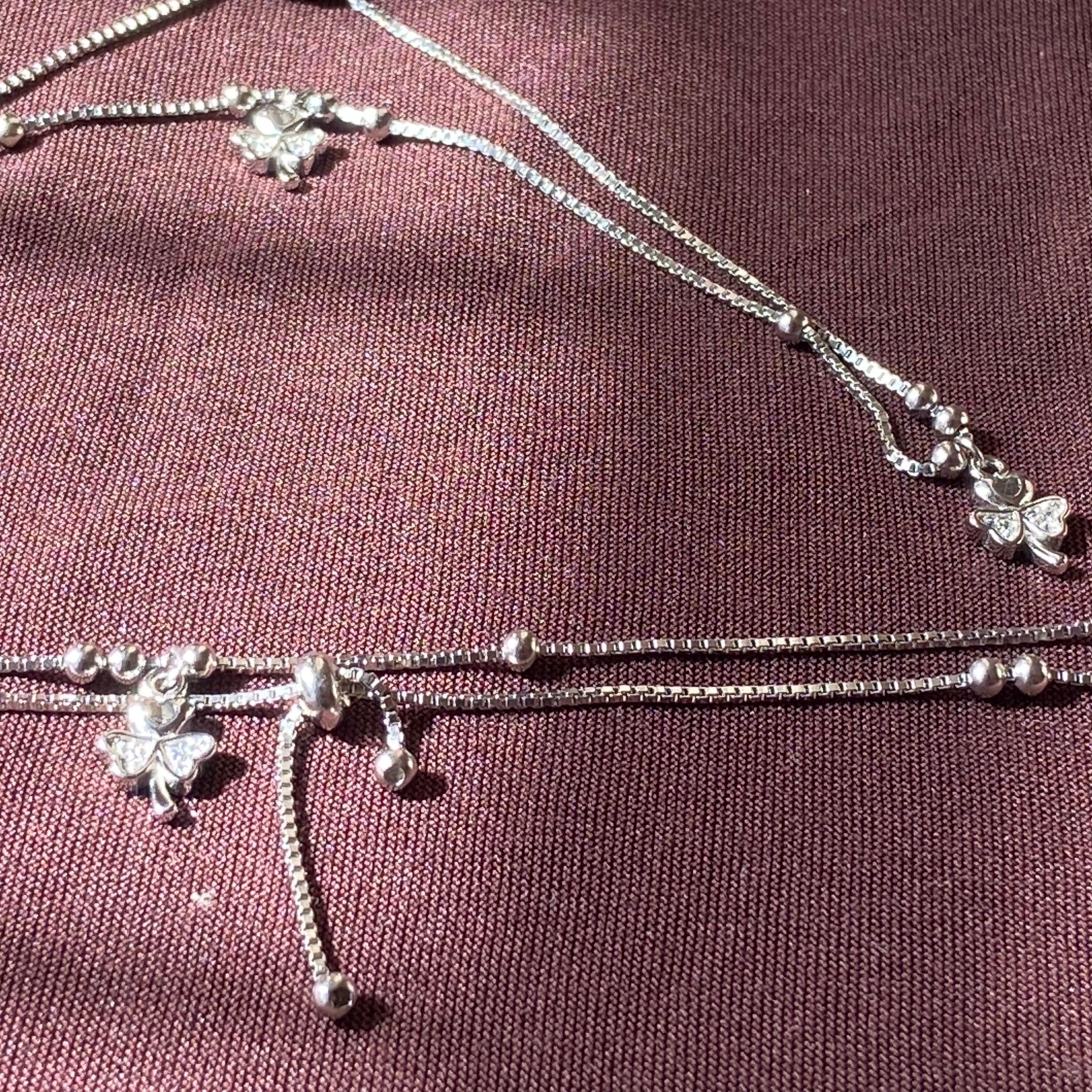 "WOKE" 925 silver Maple leaf anklets