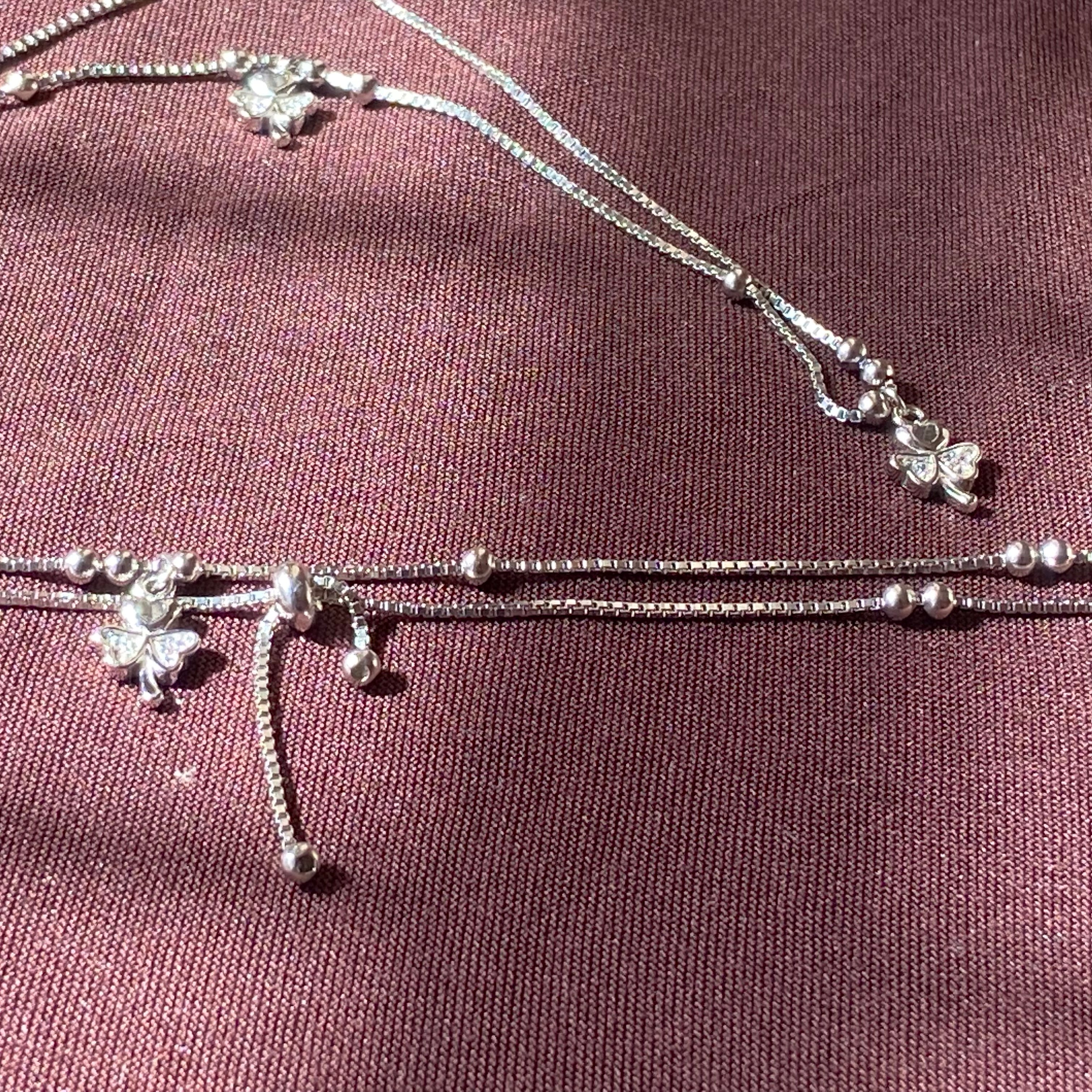 "WOKE" 925 silver Maple leaf anklets