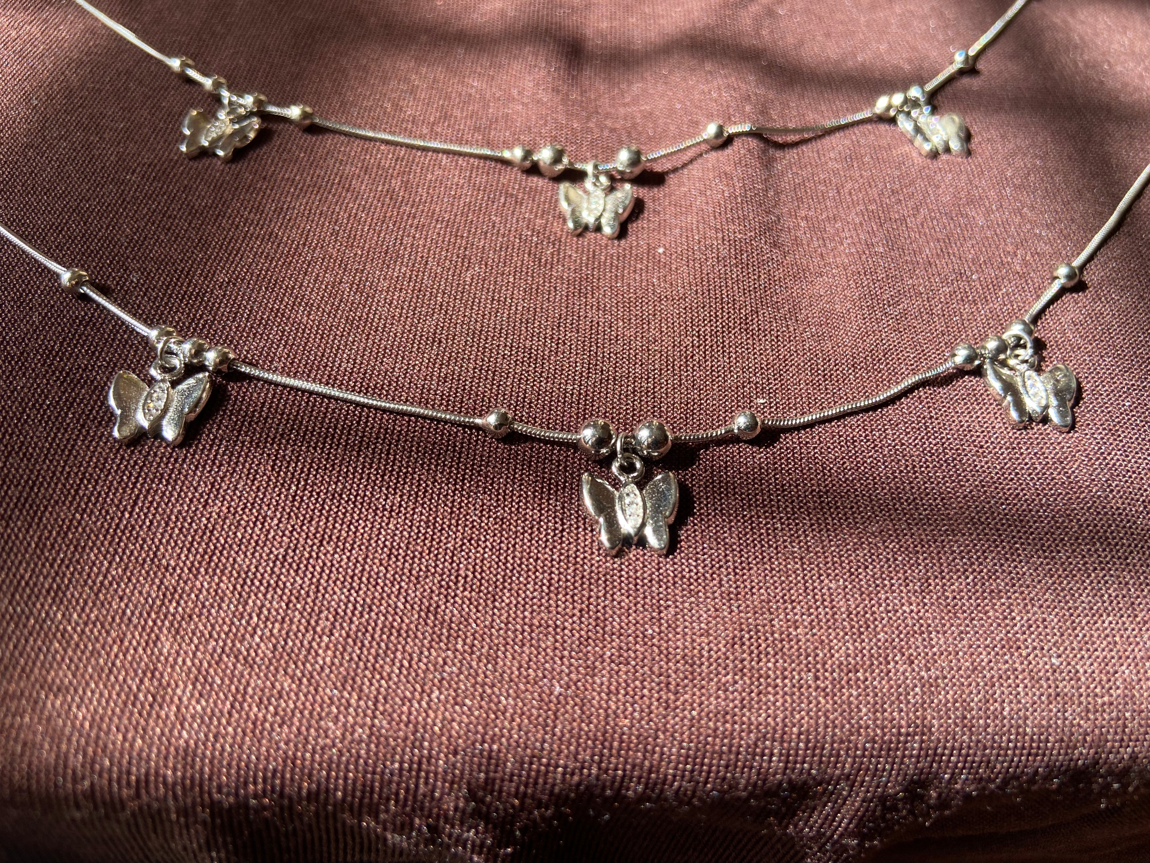 "WOKE" 925 silver Butterfly anklets