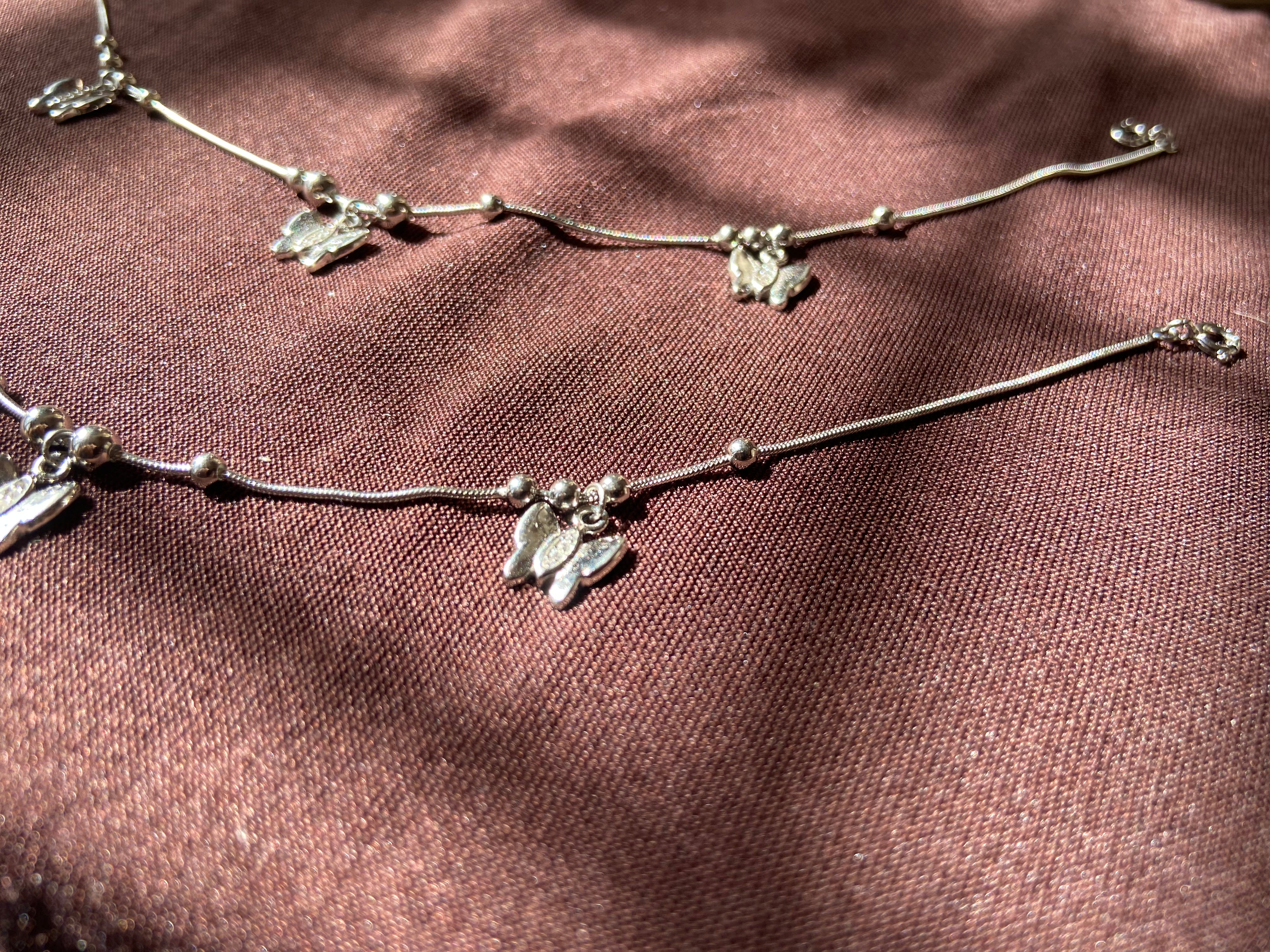 "WOKE" 925 silver Butterfly anklets