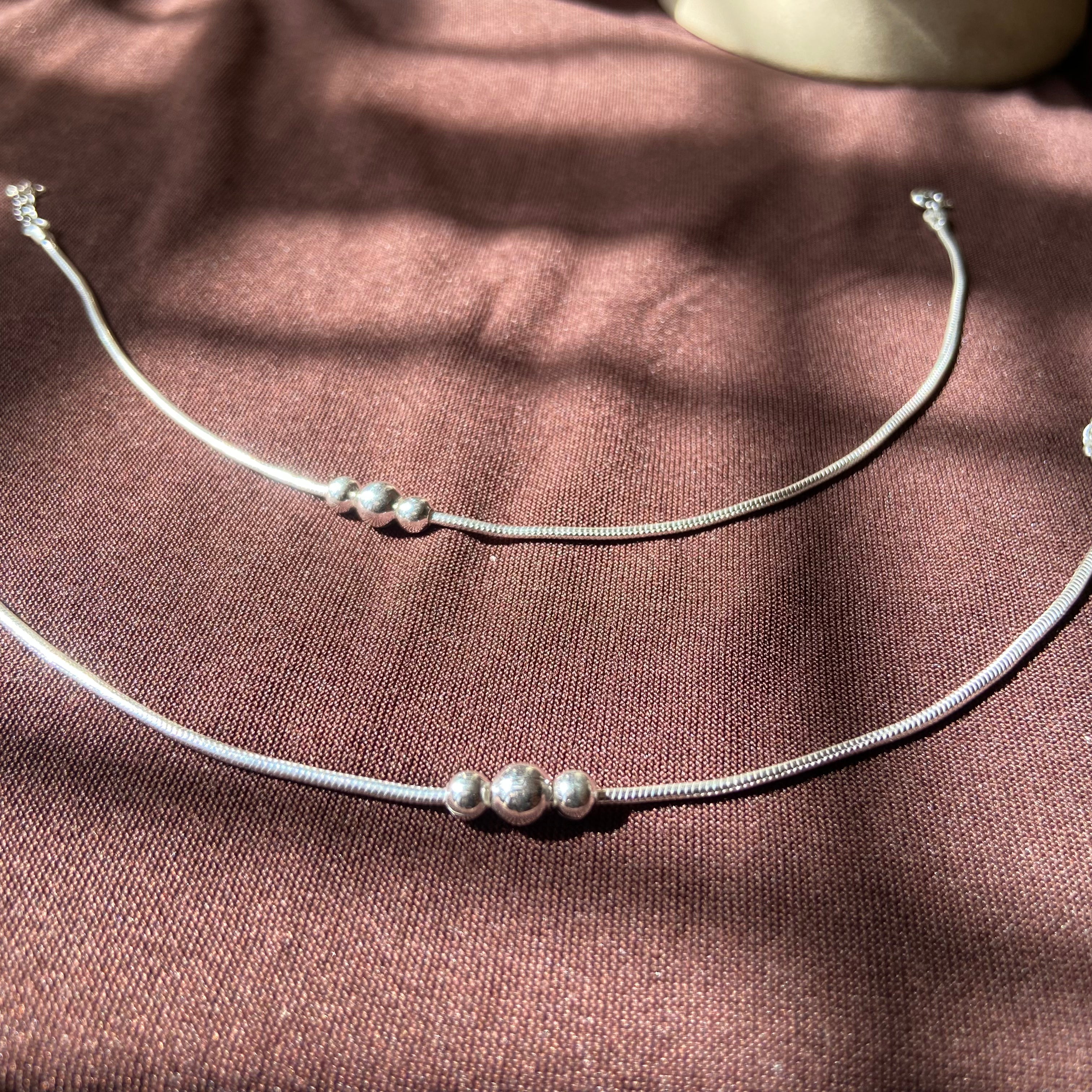 "WOKE" 925 silver balls anklet