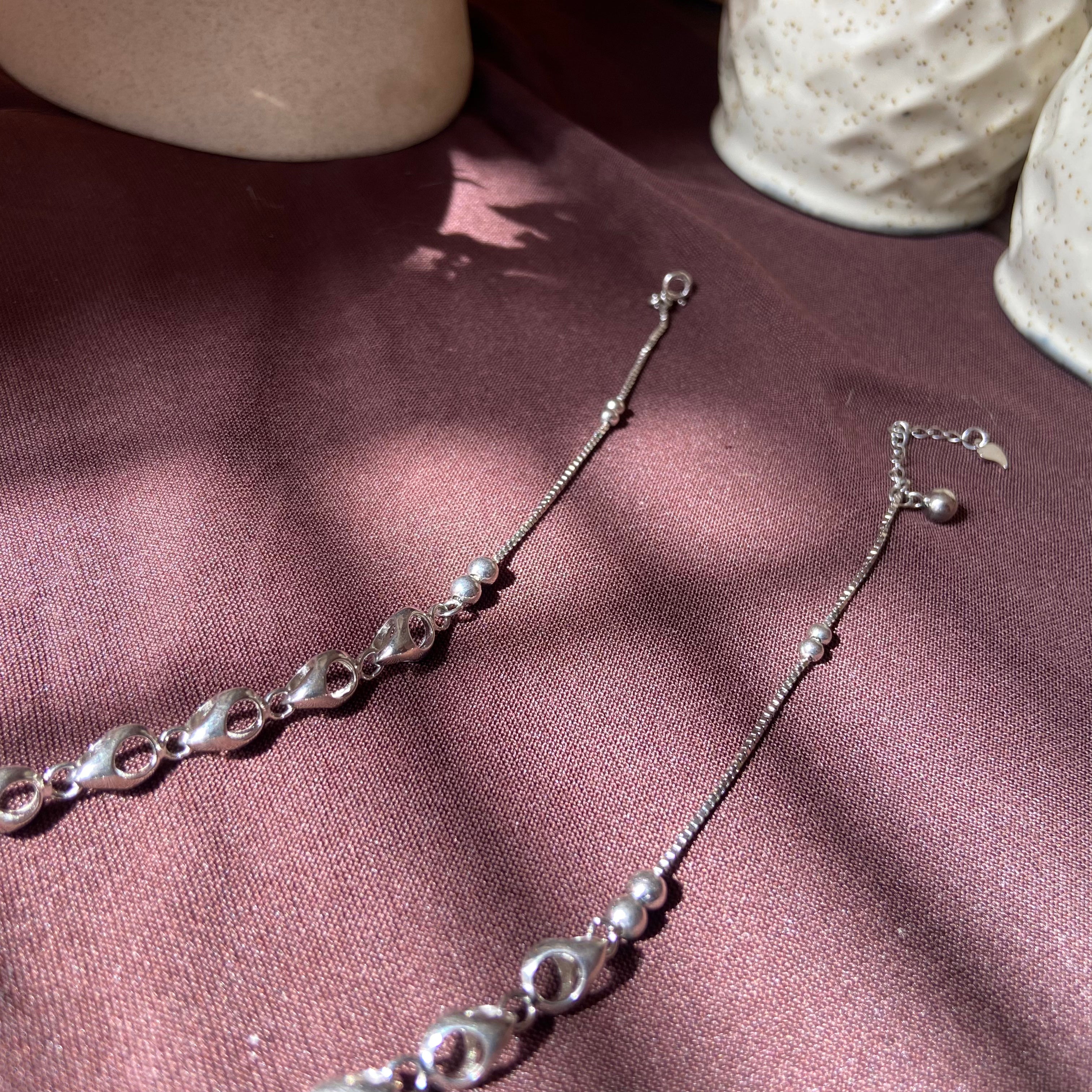 "WOKE" 925 silver Waves anklet