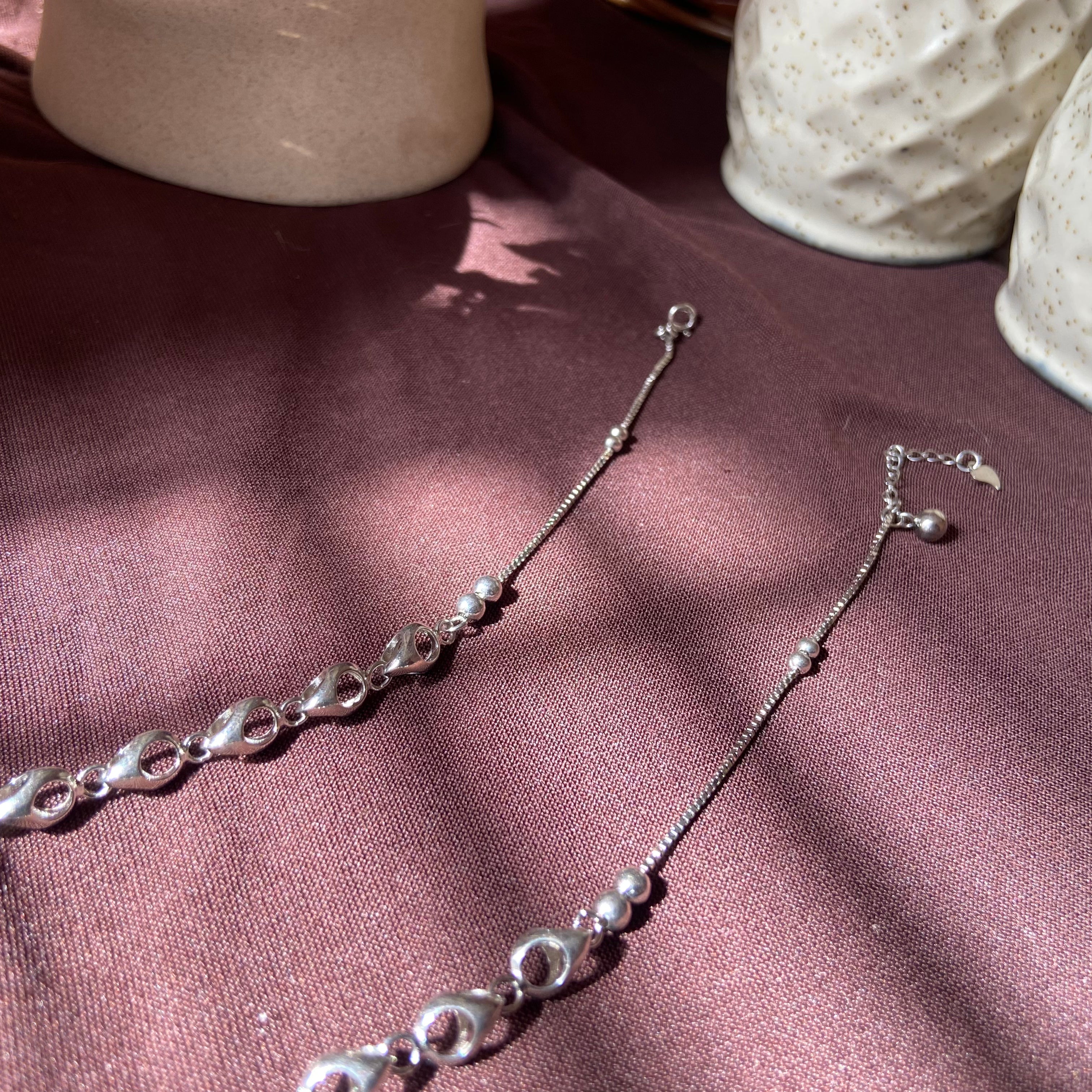 "WOKE" 925 silver Waves anklet