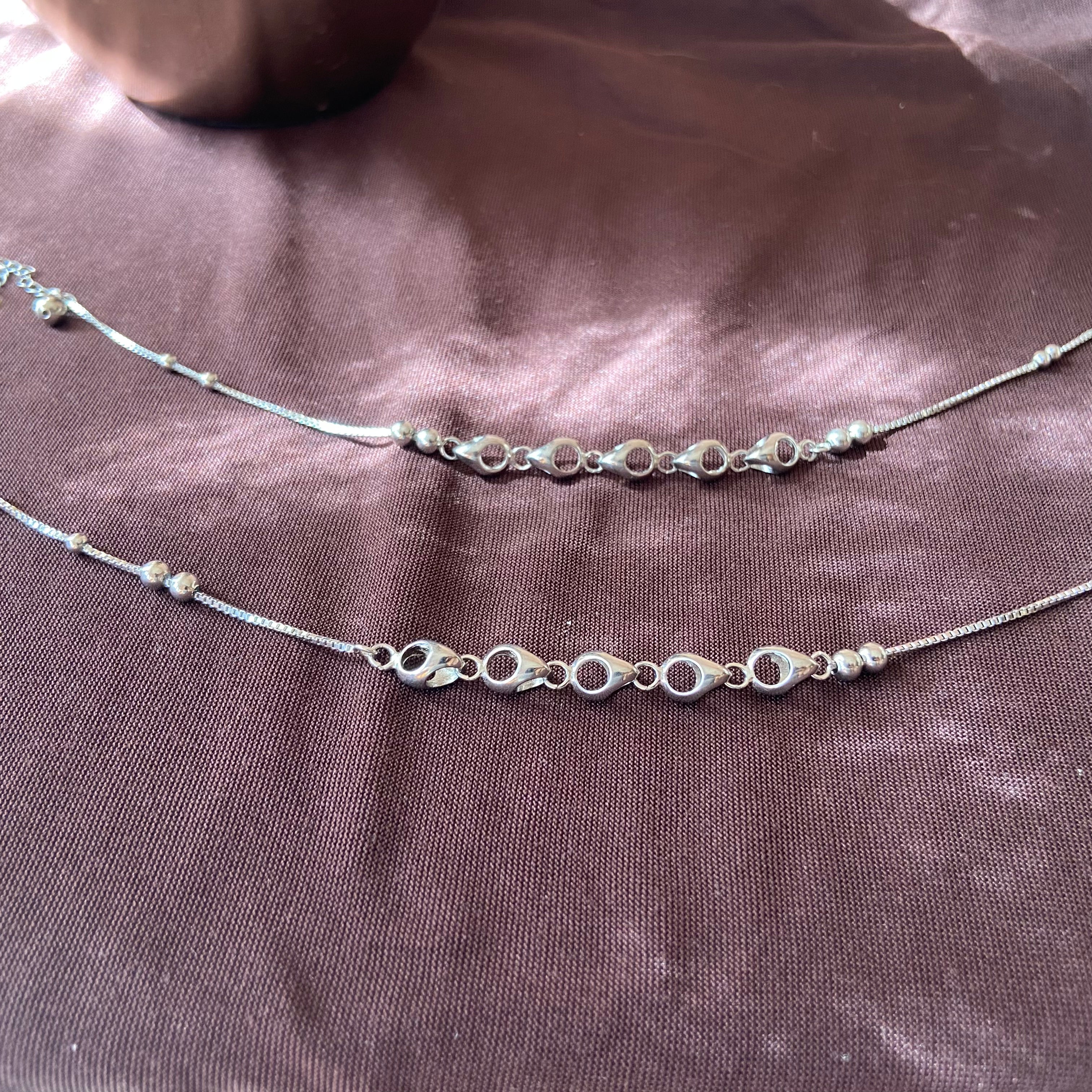 "WOKE" 925 silver Waves anklet