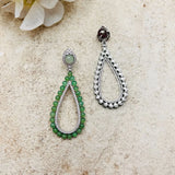 EMRLD ® pear shaped earring | 925 silver | Lab grown emeralds and Diamonds