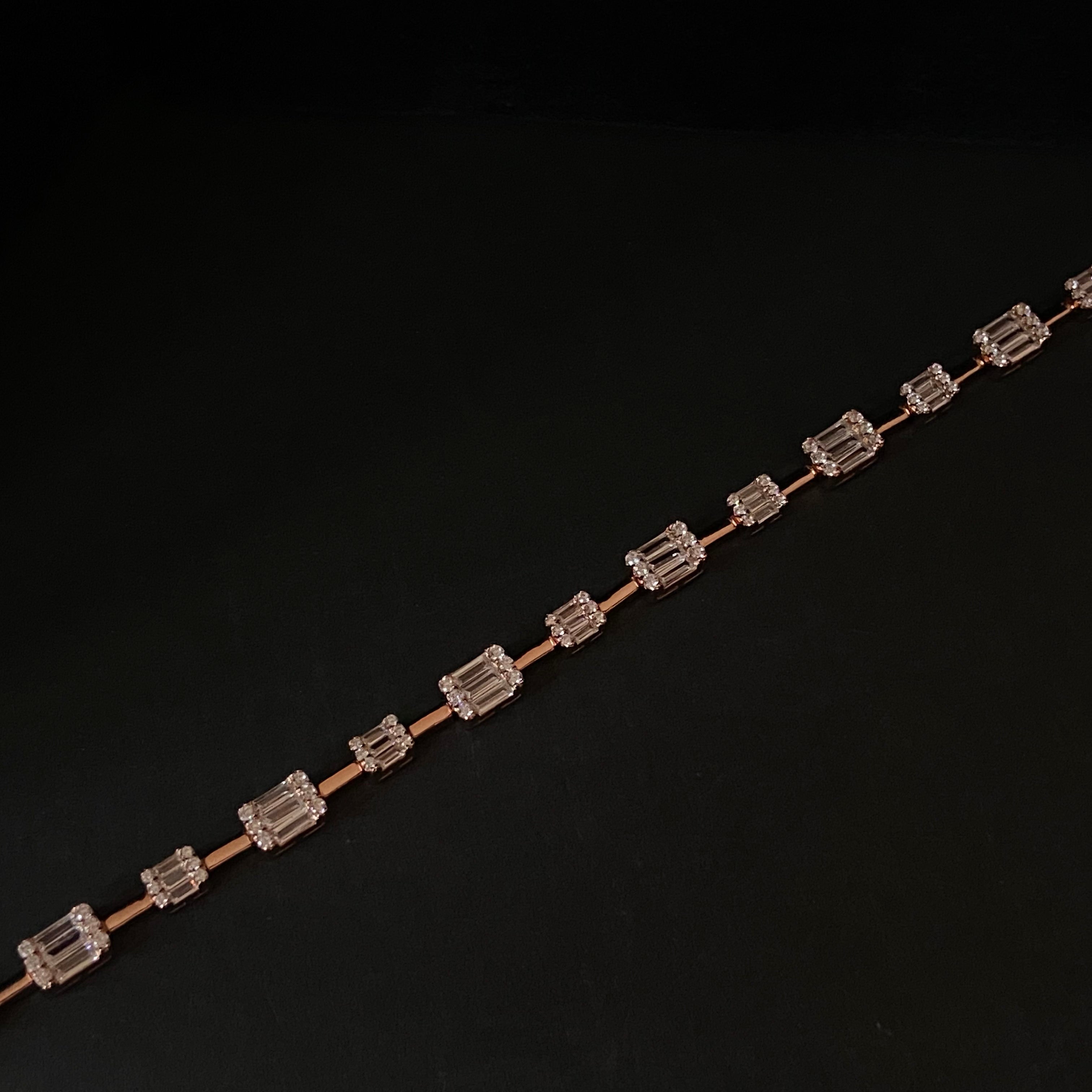 "WOKE" RG baguette line tennis bracelet 11.5 carat