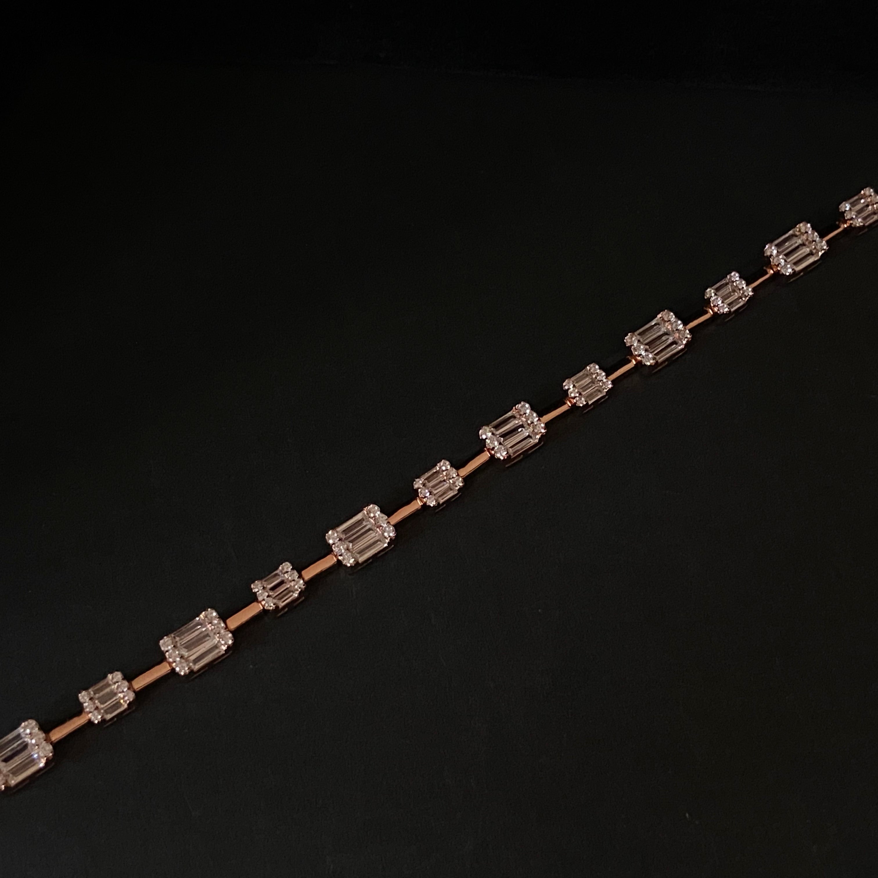 "WOKE" RG baguette line tennis bracelet 11.5 carat