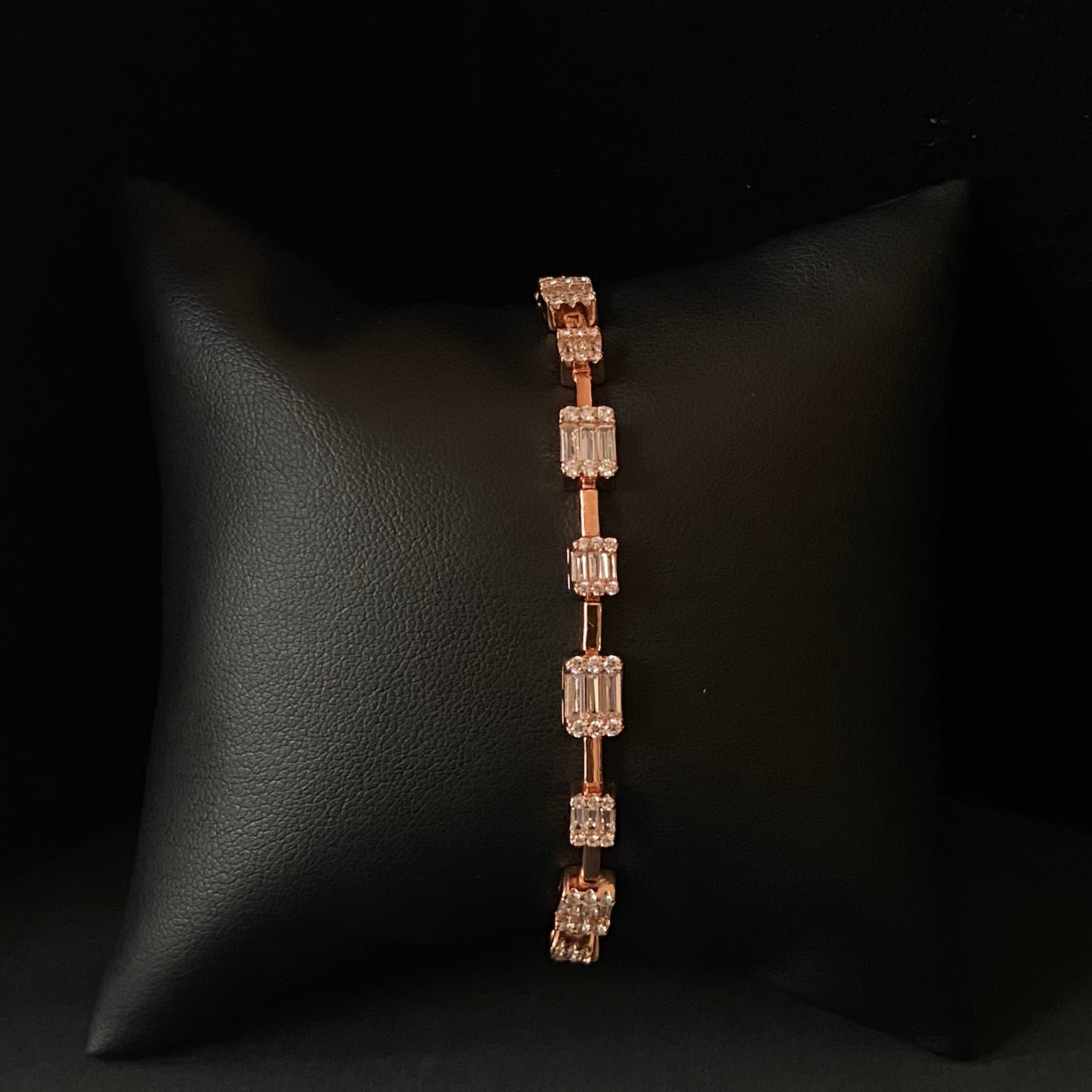 "WOKE" RG baguette line tennis bracelet 11.5 carat