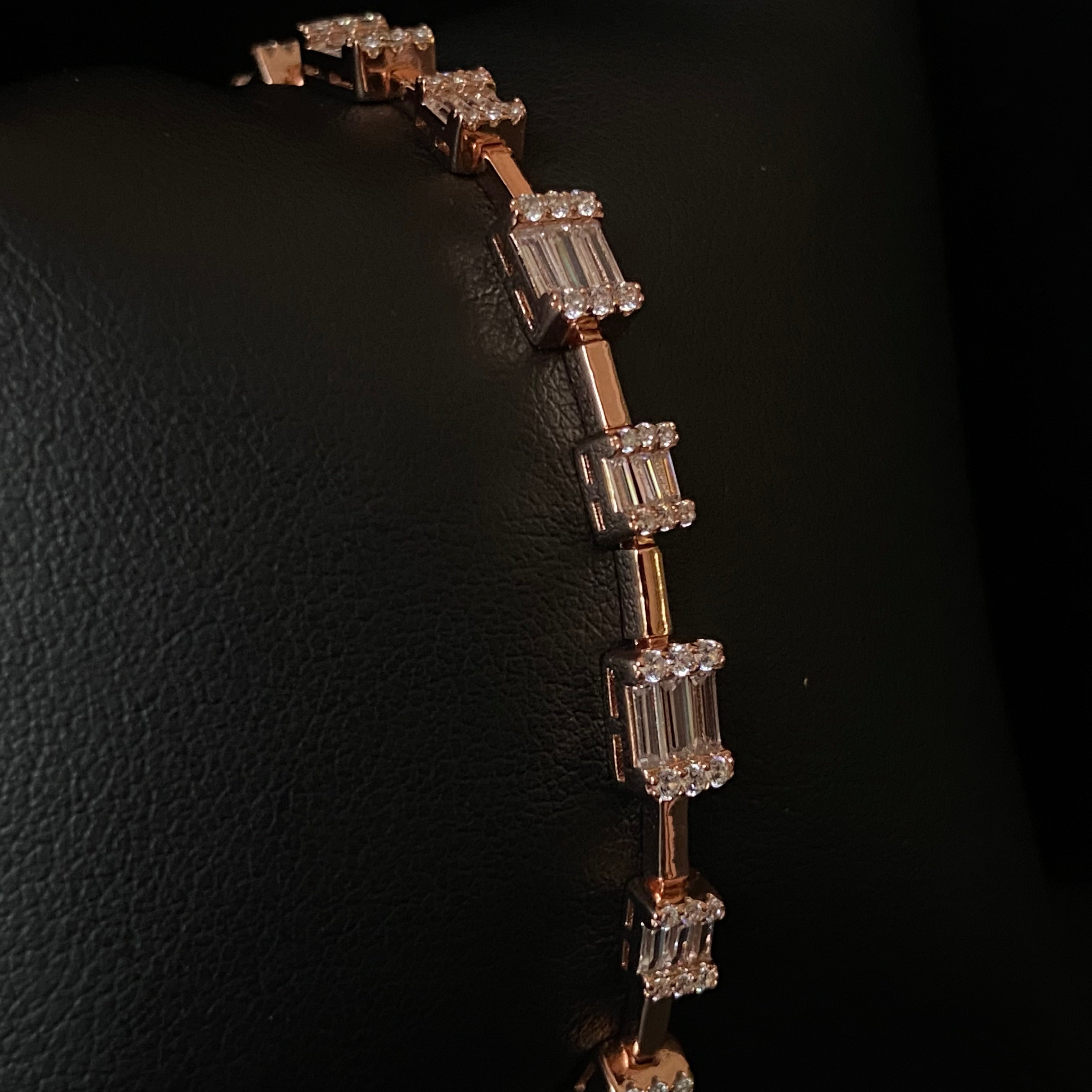 "WOKE" RG baguette line tennis bracelet 11.5 carat