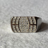 Flat Signet Waves centric ring | In 925 sterling silver