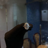 6 Ct. Oval Cut Halo queen ring | In 925 sterling silver and 14k Gold| GRA certified moissanites
