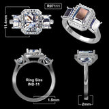 3.38 carat blue radiant cut ring | Moissanite ring in 14k gold and  925 sterling silver| GRA certified moissanites