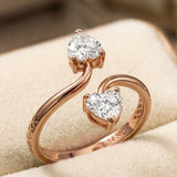 Dual Love from hearts| 14k GOLD