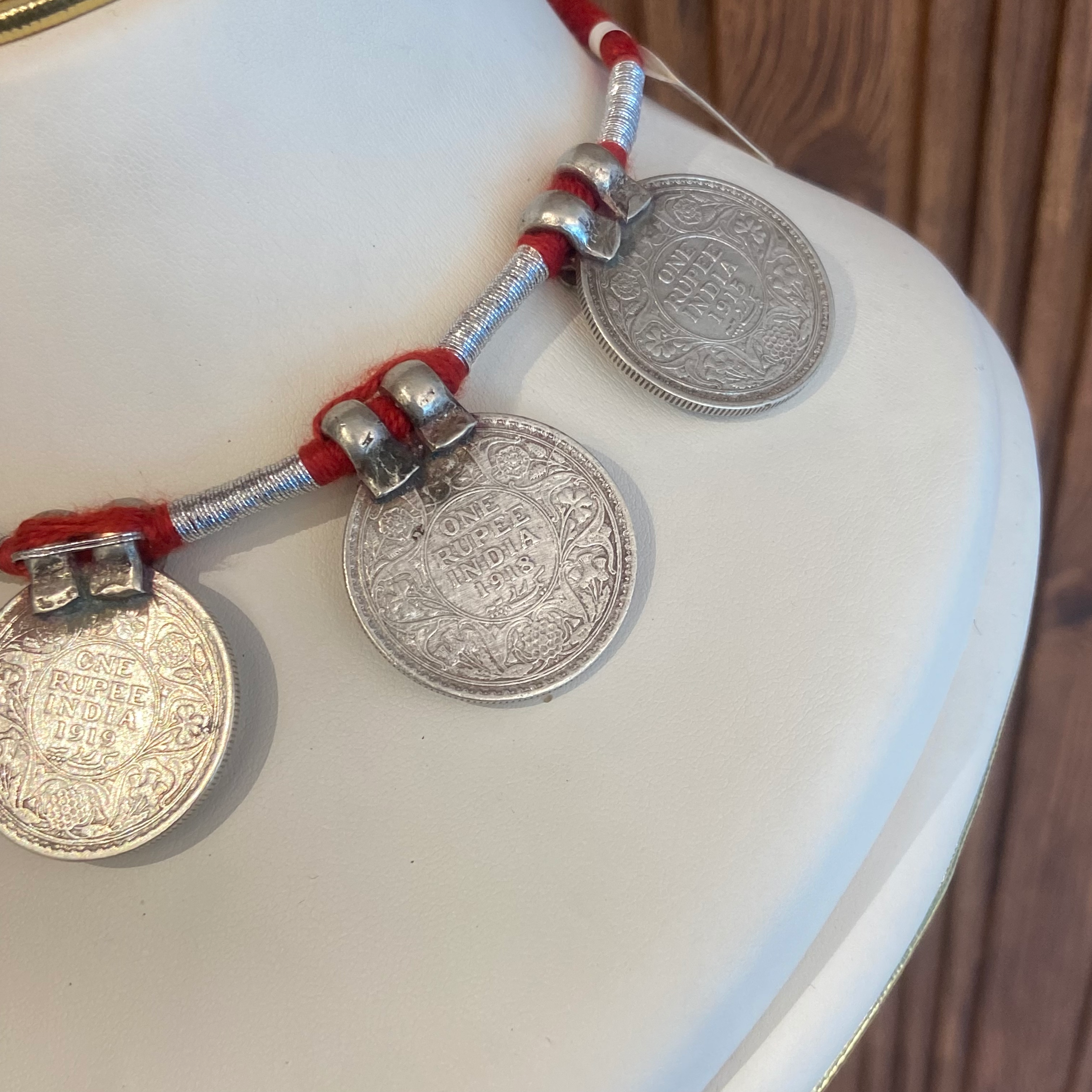 "WOKE" Money rules necklace ( Silver antique 1916 Coins)