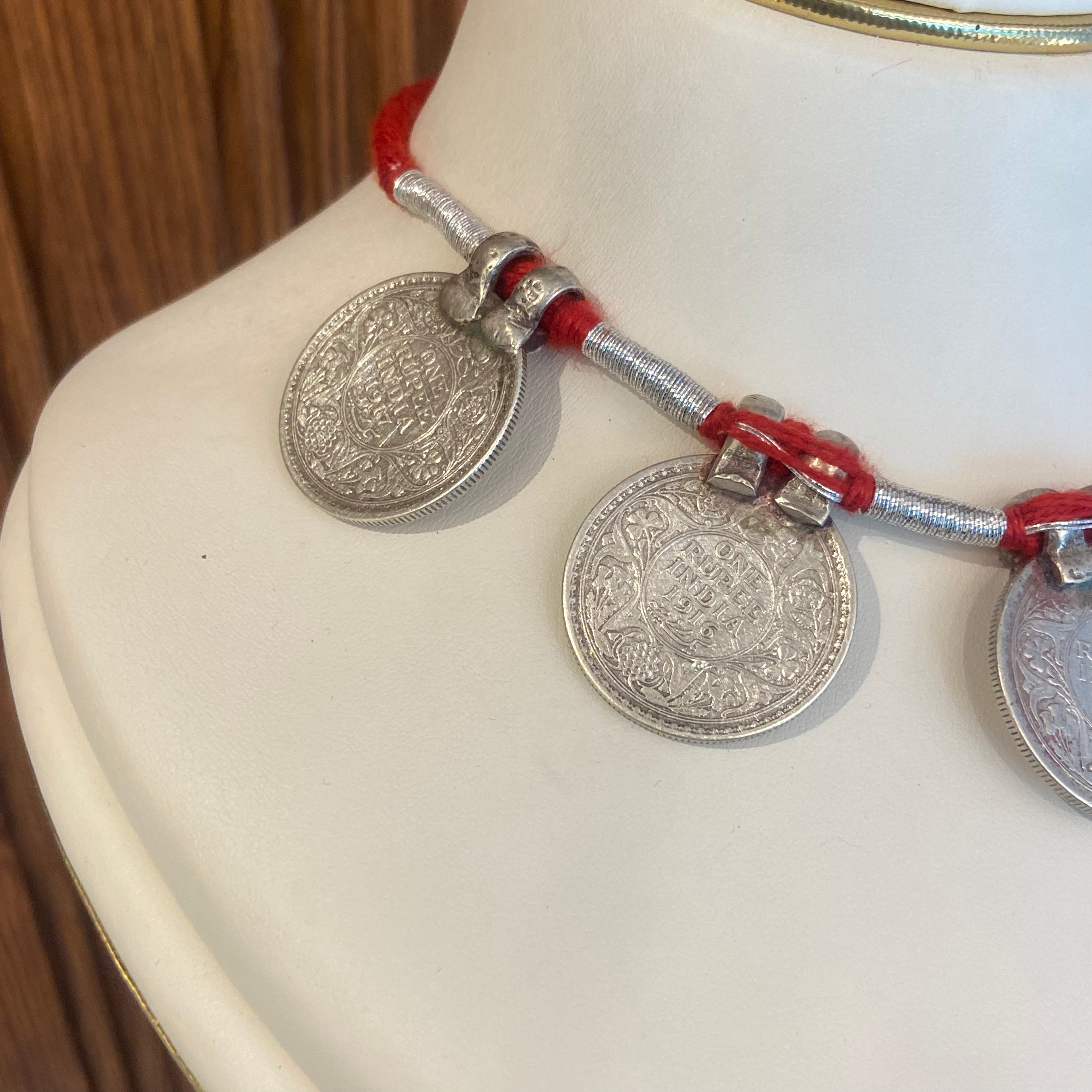 "WOKE" Money rules necklace ( Silver antique 1916 Coins)