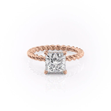 PRINCESS CUT MOISSANITE ENGAGEMENT RING, TWISTED BAND WITH HIDDEN HALO| WOKE