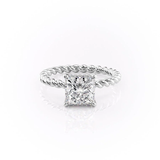 PRINCESS CUT MOISSANITE ENGAGEMENT RING, TWISTED BAND WITH HIDDEN HALO| WOKE