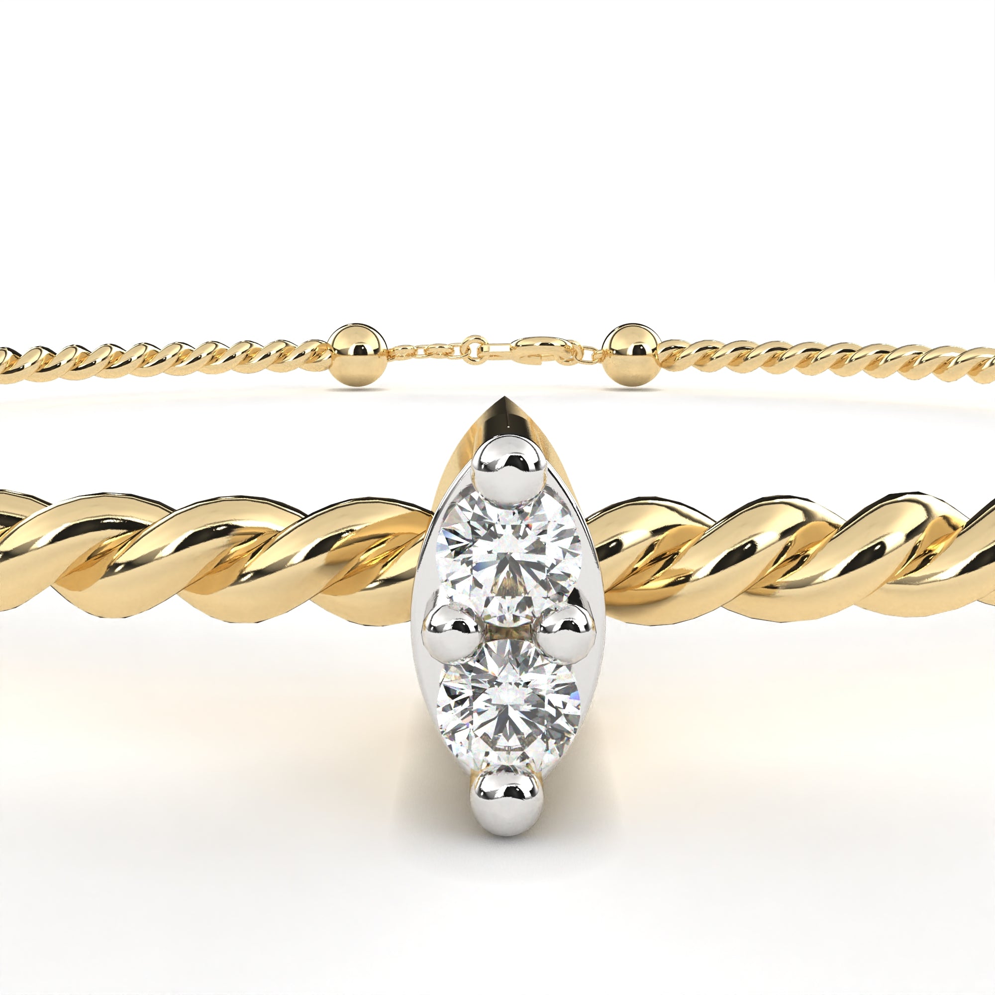 WOKE™ 0.80 carat Marquise cut Lab grown diamond bracelet in 14k gold