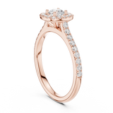 0.818 CT Round Cut LGD Square halo Ring| WOKE