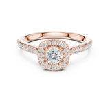0.818 CT Round Cut LGD Square halo Ring| WOKE