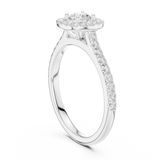 0.818 CT Round Cut LGD Square halo Ring| WOKE