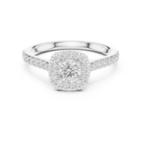 0.818 CT Round Cut LGD Square halo Ring| WOKE