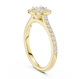 0.818 CT Round Cut LGD Square halo Ring| WOKE