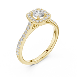 0.818 CT Round Cut LGD Square halo Ring| WOKE
