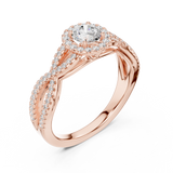 0.838 CT Round Cut LGD TWIRLING BAND Ring| WOKE