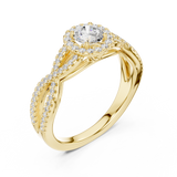 0.838 CT Round Cut LGD TWIRLING BAND Ring| WOKE
