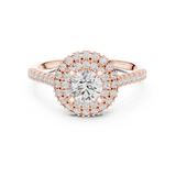 1.028 CT Round Cut LGD Double halo Ring| WOKE