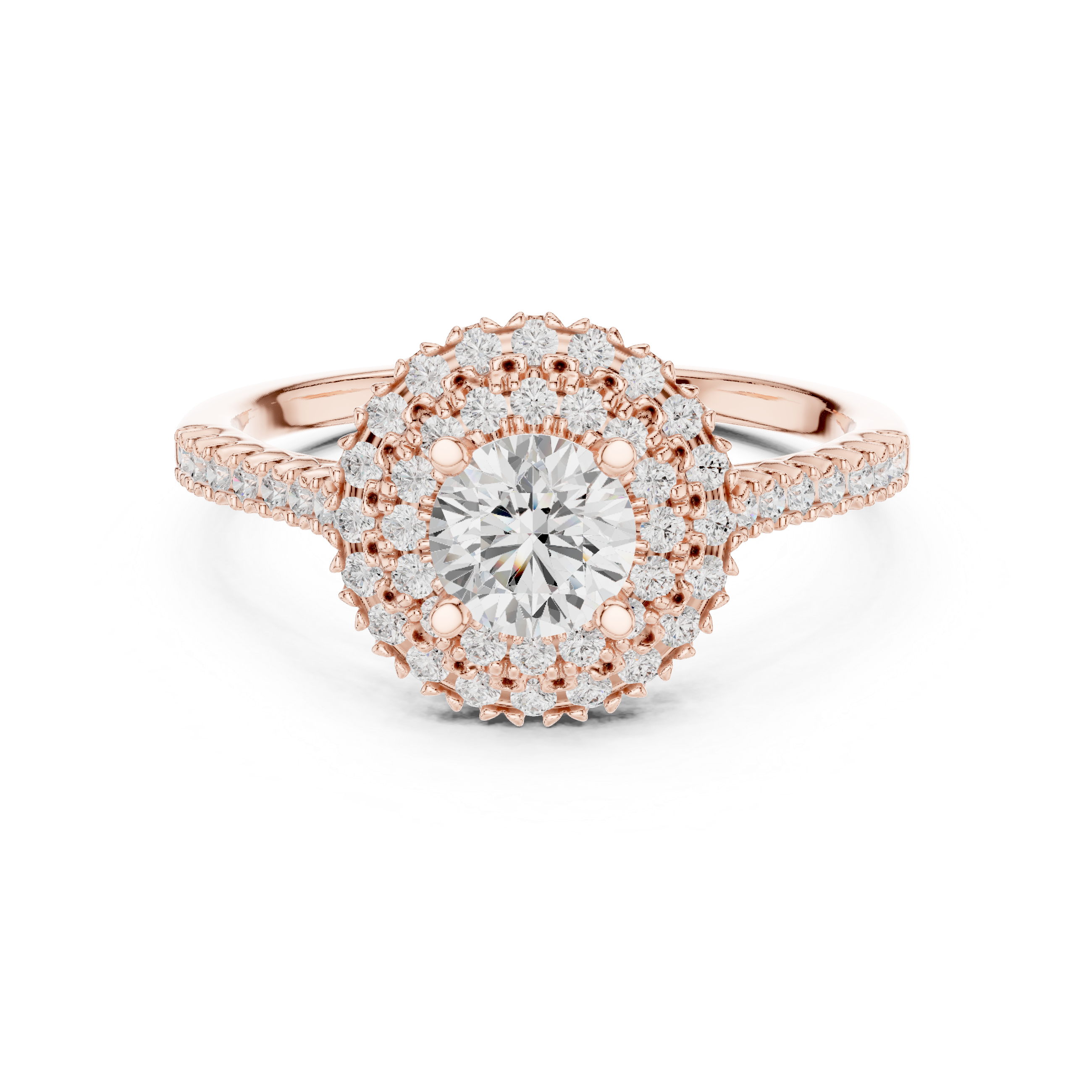 1.028 CT Round Cut LGD Double halo Ring| WOKE