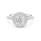 1.028 CT Round Cut LGD Double halo Ring| WOKE