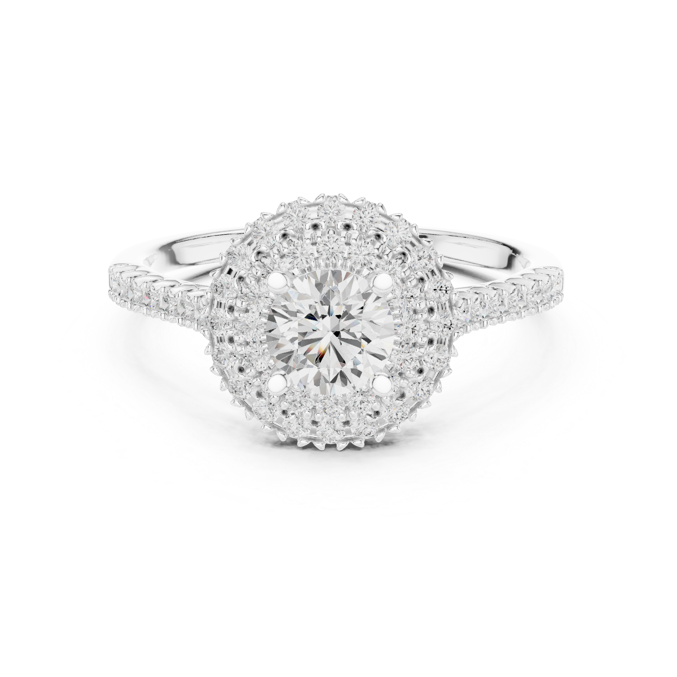 1.028 CT Round Cut LGD Double halo Ring| WOKE