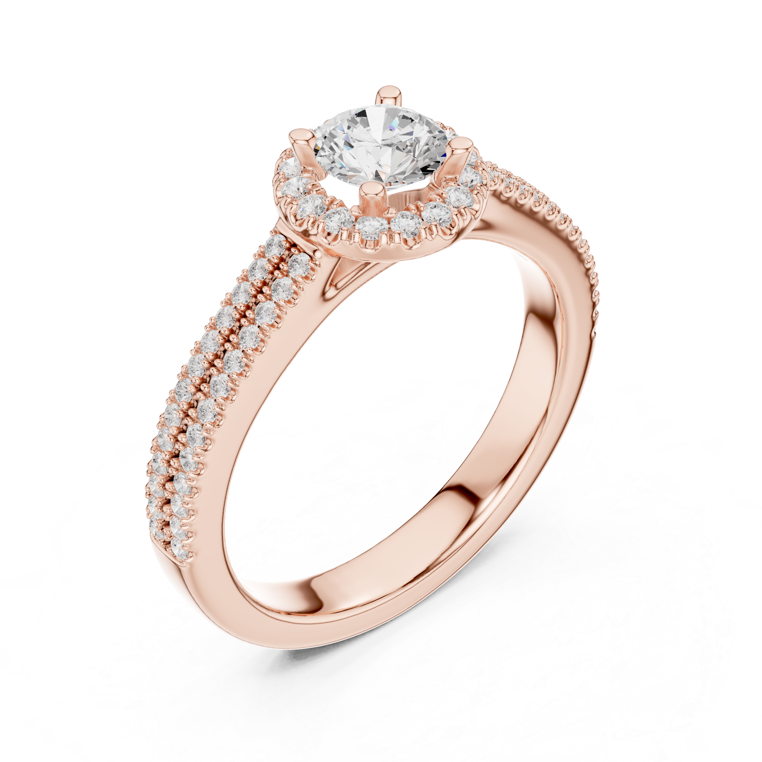 0.888 CT Round Cut LGD double halo Ring| WOKE