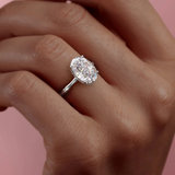 2.12 CT OVAL CUT MOISSANITE RING WITH HIDDEN HALO | WOKE