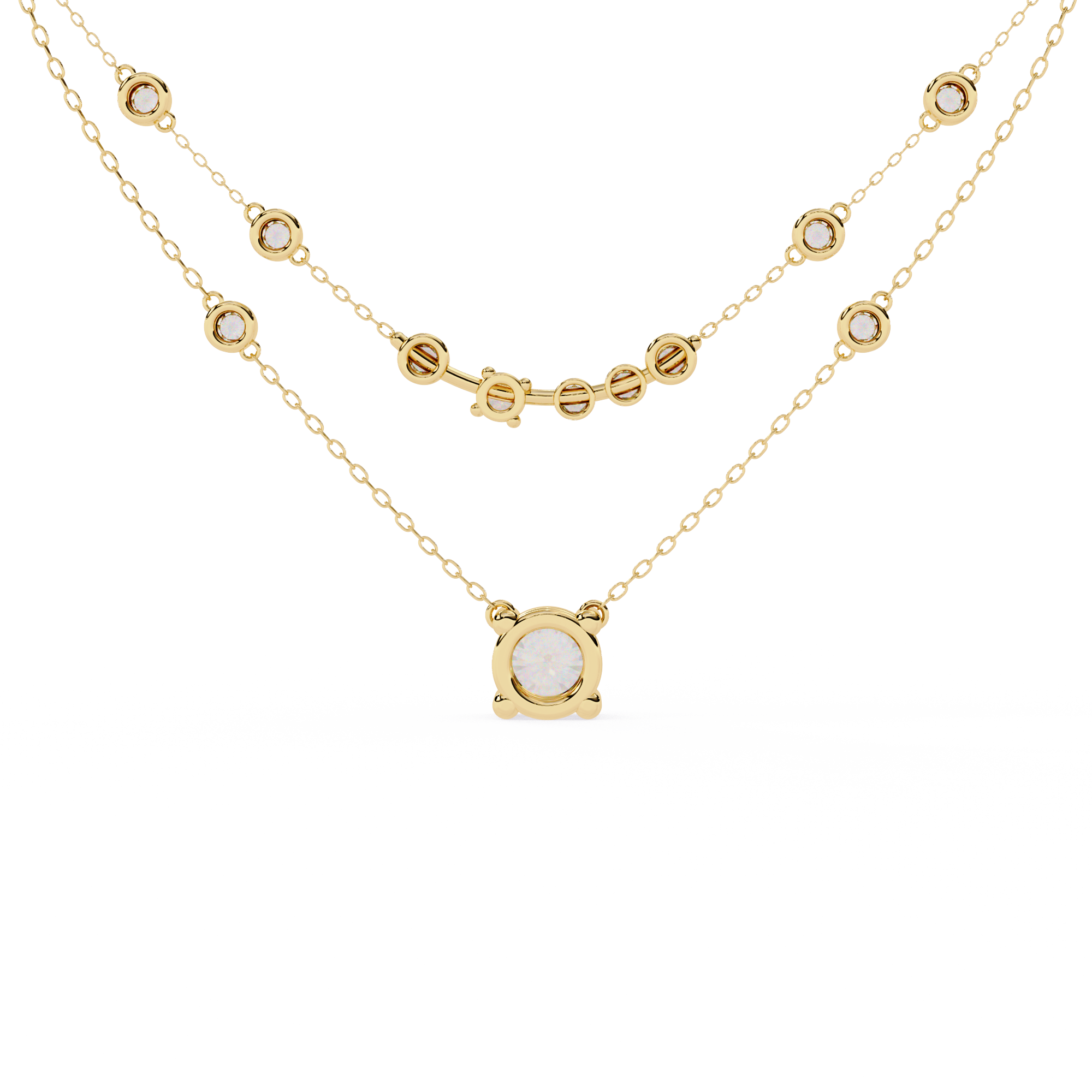 WOKE™ 14k Layered love diamond oval chain in 14k Gold