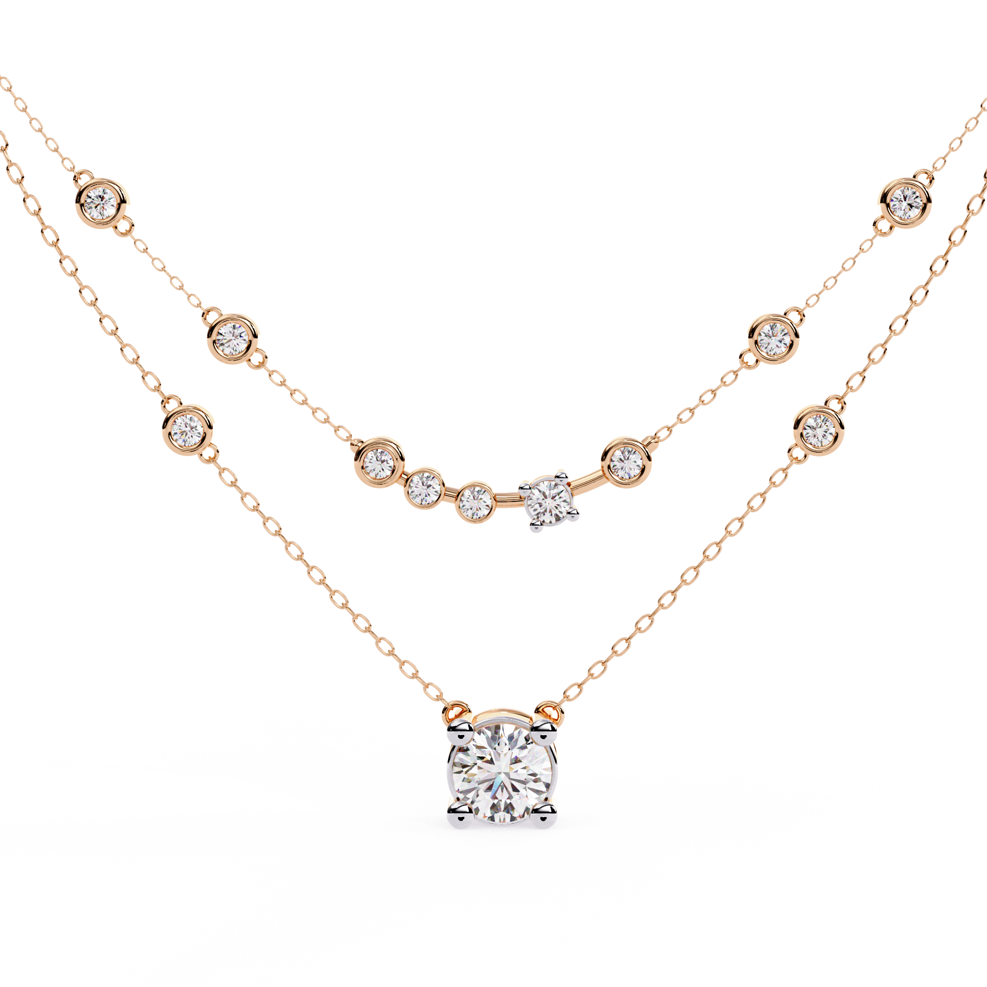 WOKE™ 14k Layered love diamond oval chain in 14k Gold