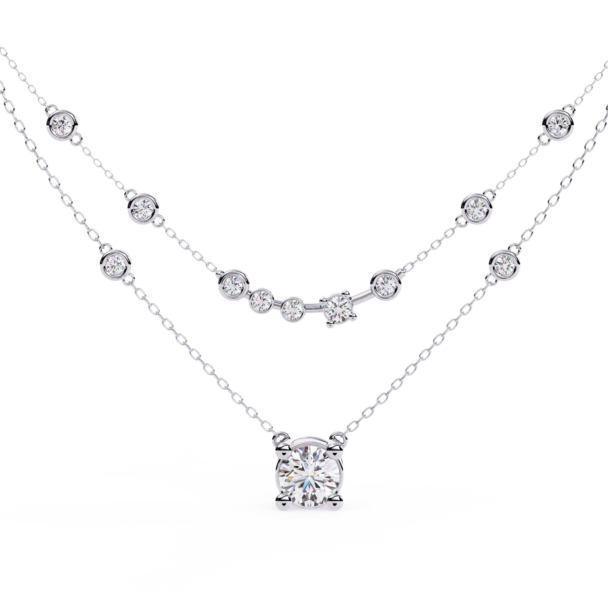 WOKE™ 14k Layered love diamond oval chain in 14k Gold
