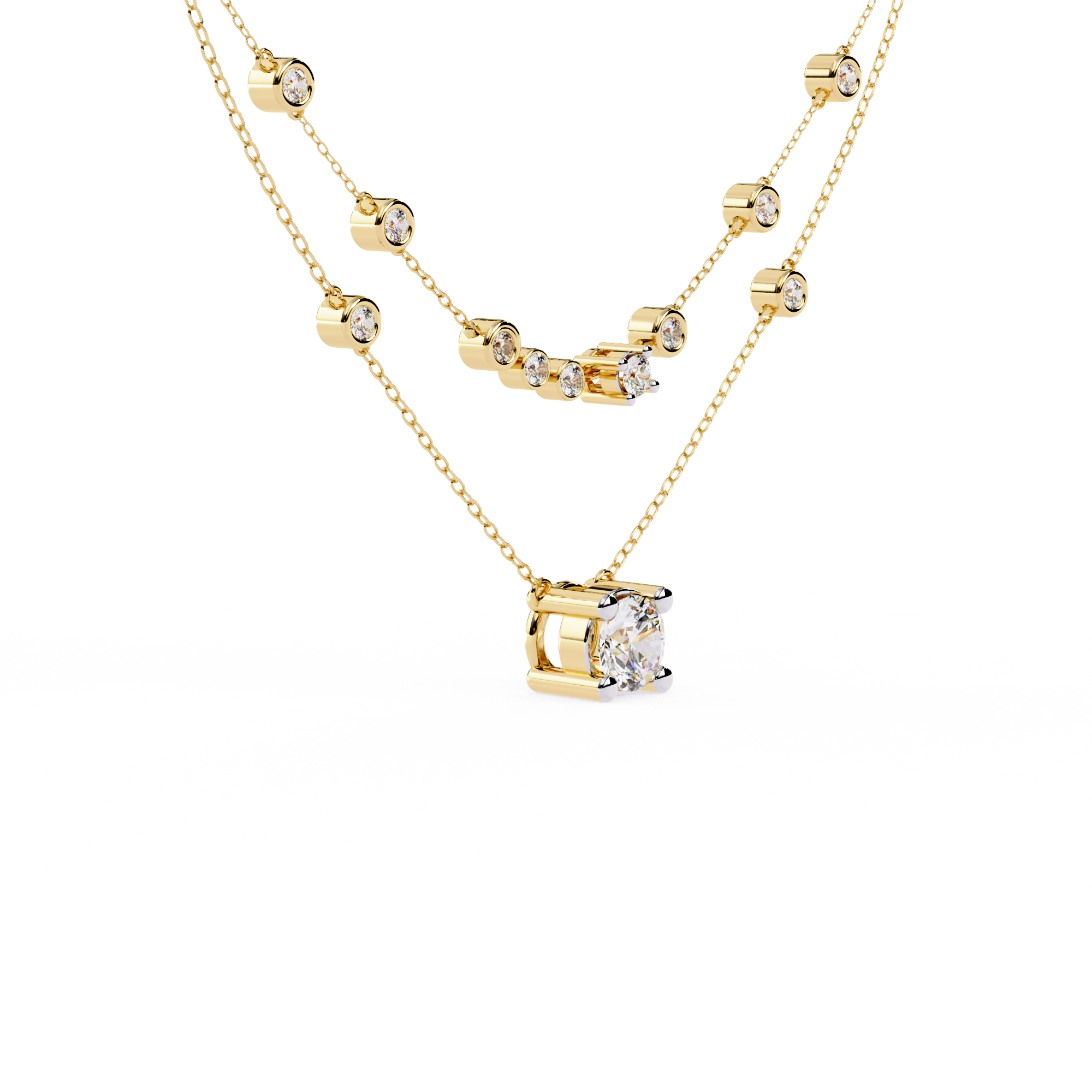 WOKE™ 14k Layered love diamond oval chain in 14k Gold