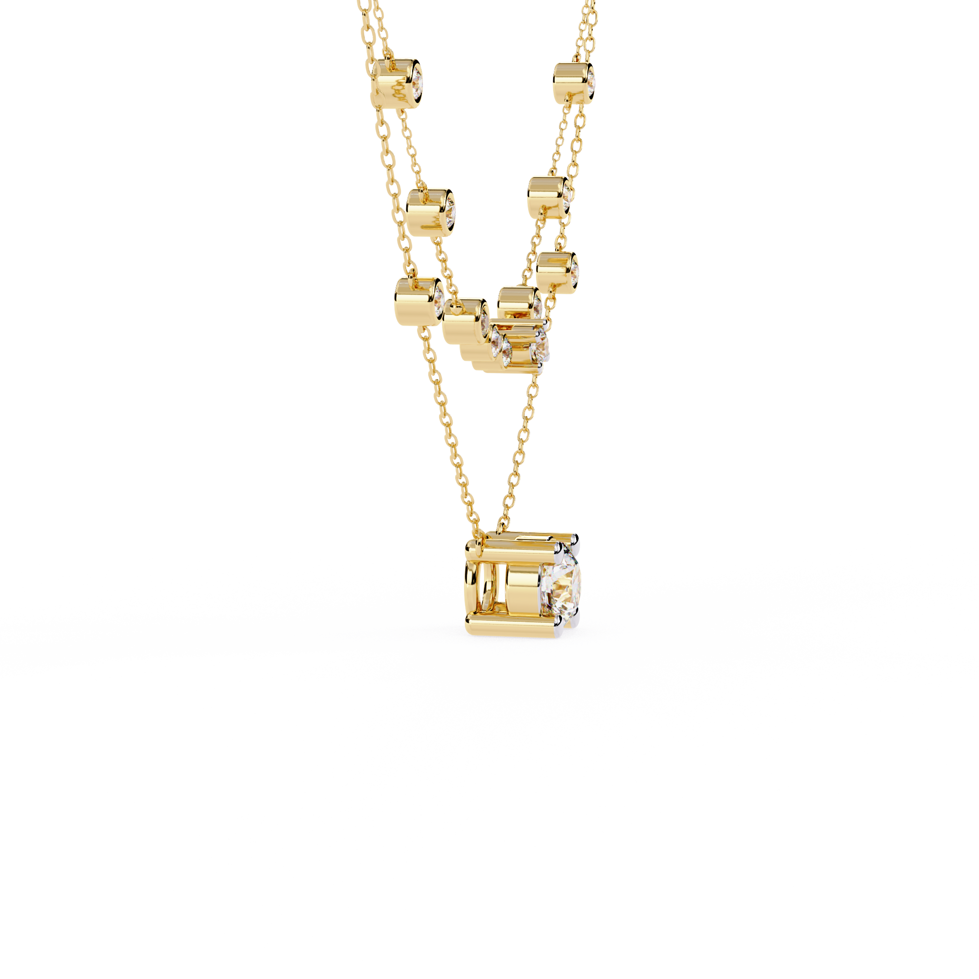 WOKE™ 14k Layered love diamond oval chain in 14k Gold