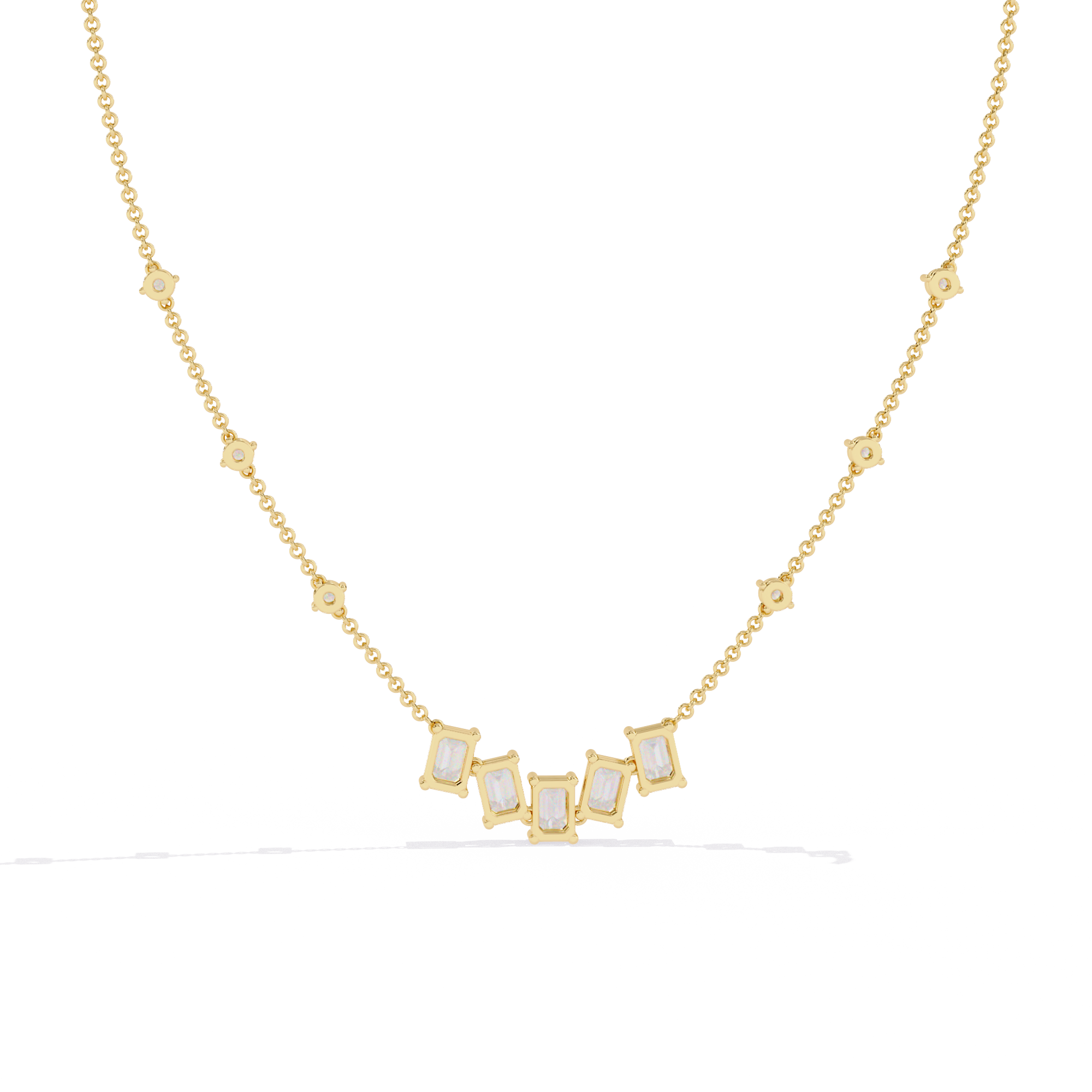 WOKE™ 14k dual diamond drop necklace in 14k Gold