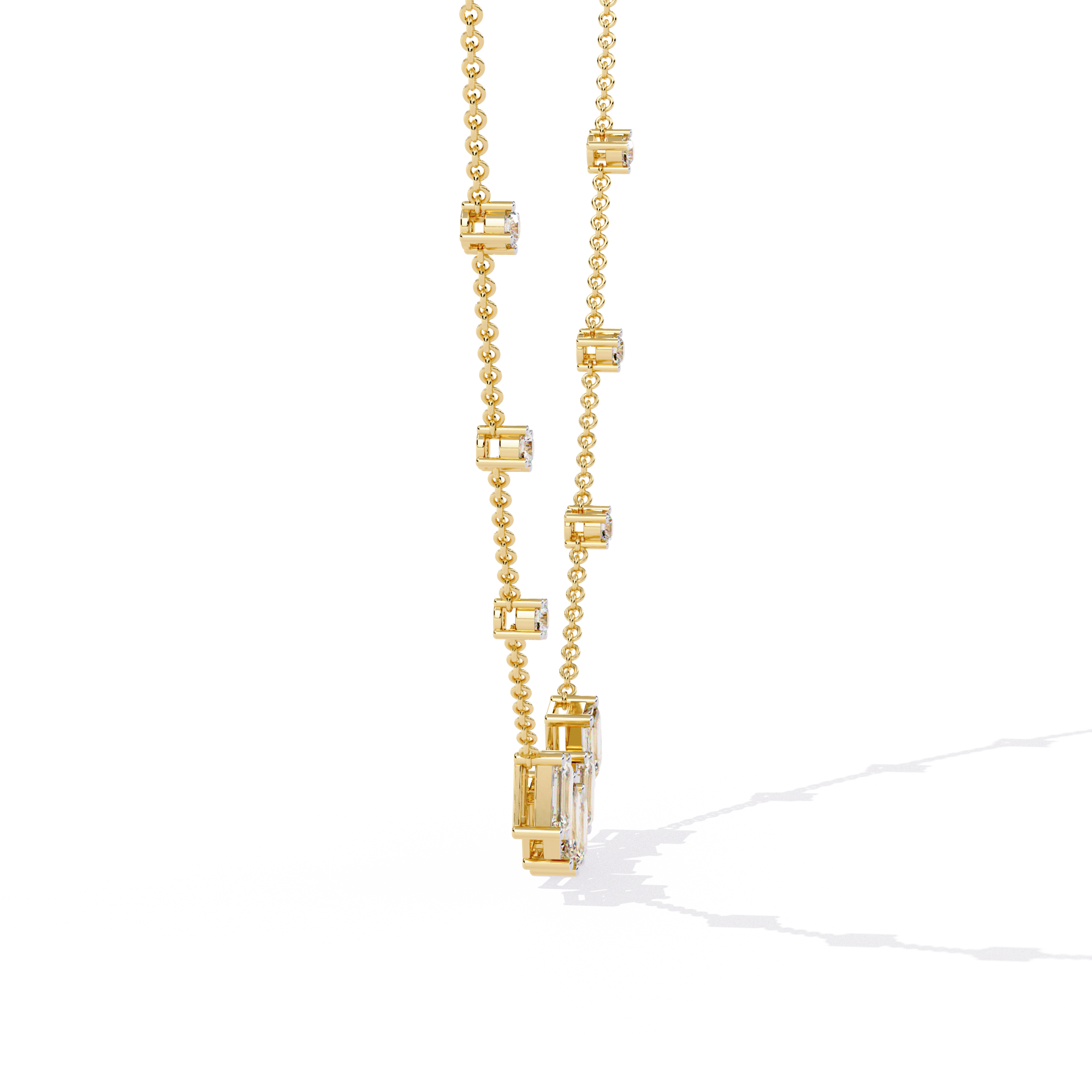 WOKE™ 14k dual diamond drop necklace in 14k Gold