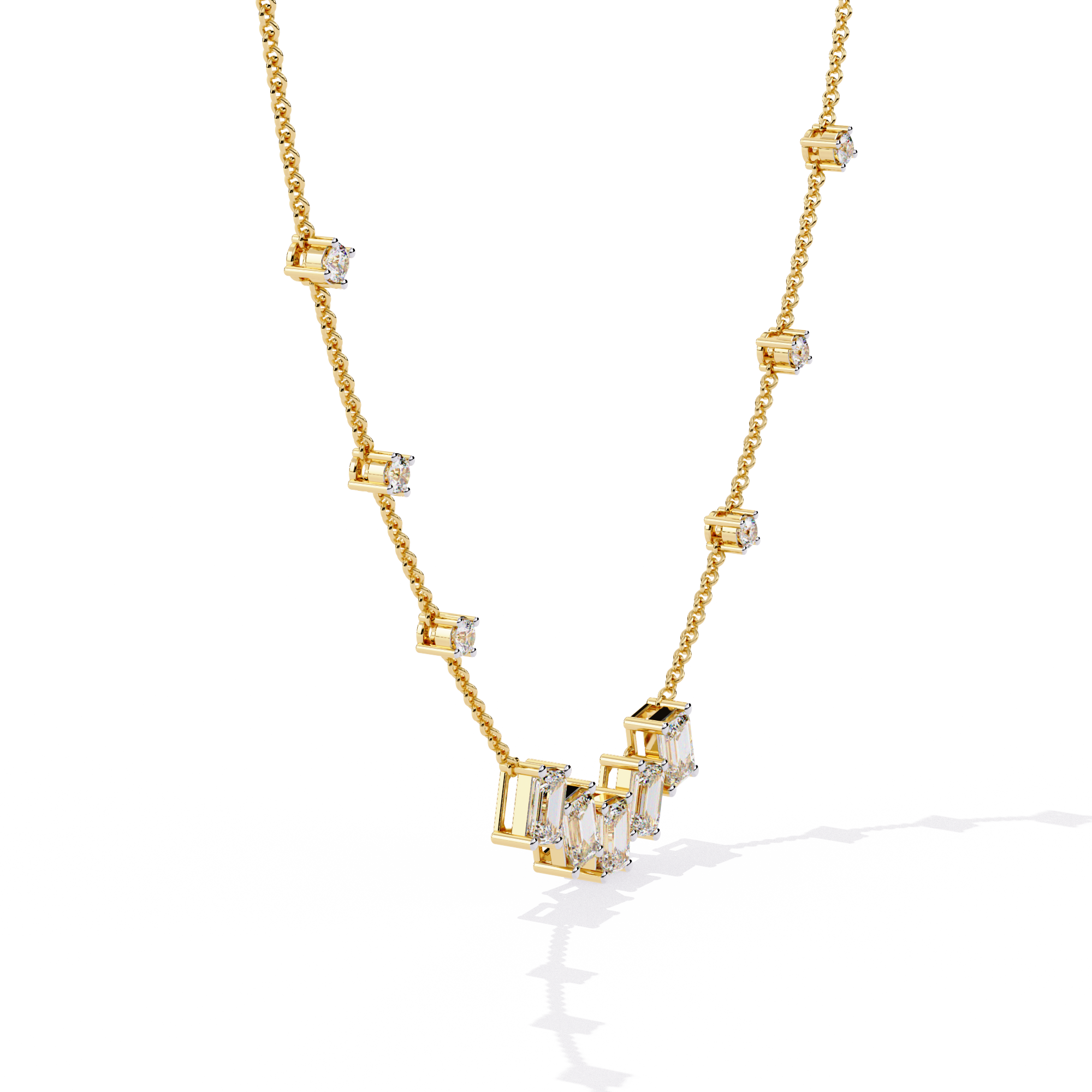 WOKE™ 14k dual diamond drop necklace in 14k Gold