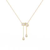 WOKE™ 14k dual diamond drop necklace in 14k Gold