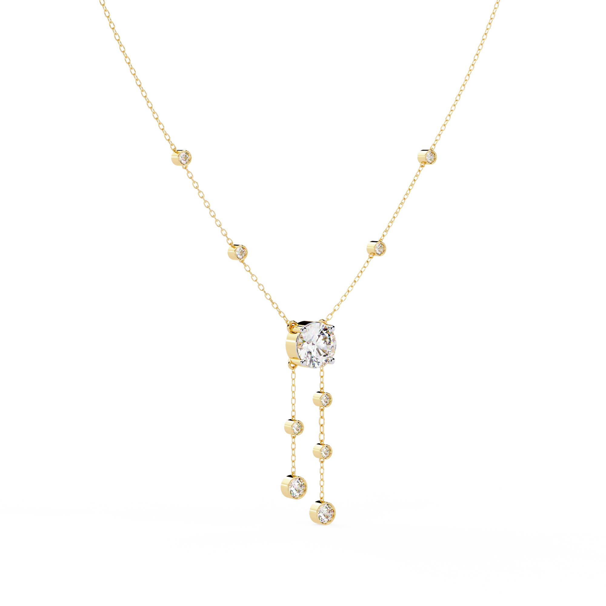 WOKE™ 14k Gold set 1.55 CARATS diamond drop chain in 14k Gold