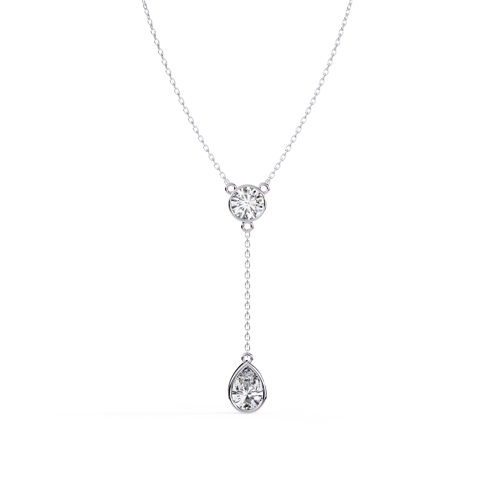 WOKE™ 14k Gold set 1.55 CARATS round and pear drop chain in 14k Gold